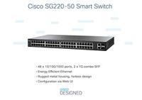 Cisco SG220-50 50-port Gigabit Smart Plus Switch 48x 10 100 1000 met 2 Gigabit Combo - thumbnail