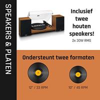 Platenspeler met ingebouwde versterker en Bluetooth® plus 2 externe luidsprekers Wood - thumbnail