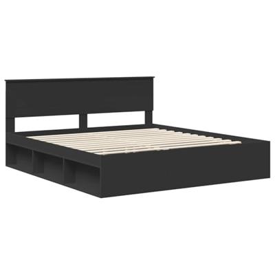 Bedframe met hoofdeinde Zwart 180 x 200 cm Bewerkt hout