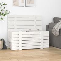 VidaXL Opbergbox 91x40,5x42 cm massief grenenhout wit - thumbnail