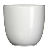 Mica Decorations Bloempot - wit - keramiek - glanzend - 19 x 18 cm - Plantenpotten - thumbnail