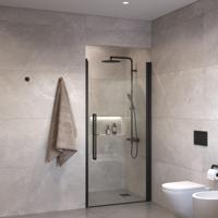 Sanivo Suno Nisdeur draaideur 70 cm Mat Zwart Helder Glas 8 mm Nano - thumbnail