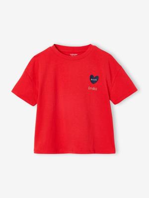 Effen Basics meisjesshirt met korte mouwen rood