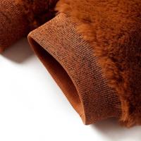 Kinderjas met capuchon 104 kunstvacht cognackleurig - thumbnail