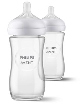 Set van 2 glazen flesjes 240 ml Philips AVENT Natural Response doorzichtig