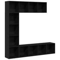 Boekenkast 3 pcs Zwart Eiken 36 x 30 x 143 cm Bewerkt hout - thumbnail
