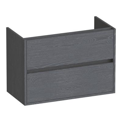 Brauer Adore - Onderkast Ondiep - 80 cm - met 2 Softclose Lades Greeploos en 1 Sifon Uitsparing - Timber Grey