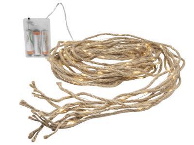 Jute touw 8x2meter op batterij 160 LED lampjes - 5510134