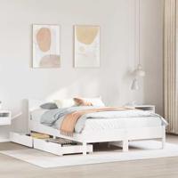 Bedframe met lades massief grenenhout wit 150x200 cm - thumbnail