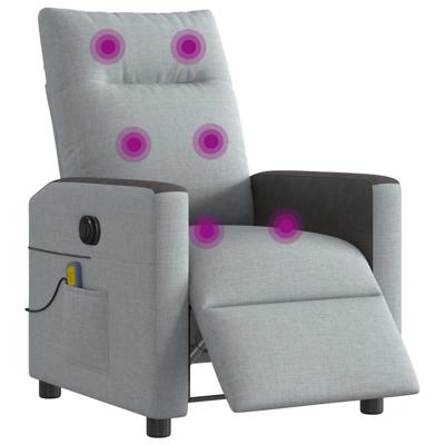 Massagestoel elektrisch verstelbaar stof lichtgrijs