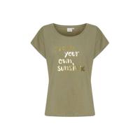 Cream T-shirt met printopdruk groen - thumbnail