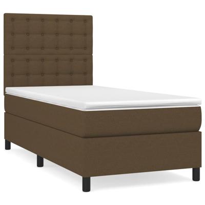 Boxspring met matras stof donkerbruin 200x200 cm - thumbnail