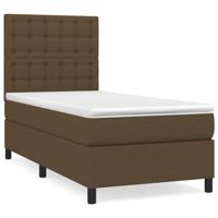Boxspring met matras stof donkerbruin 90x200 cm - thumbnail