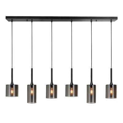 Highlight HanglampDiverso zwart 6-lichts met smoke glas - H5413.01