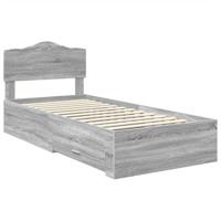 Bedframe met hoofdeinde Grijs Sonoma 90 x 190 cm Bewerkt hout - thumbnail