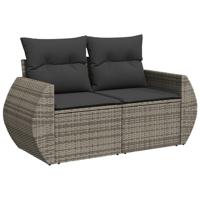 6-delige Loungeset met kussens poly rattan grijs - thumbnail