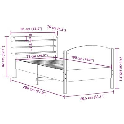 Bedframe zonder matras massief grenenhout 75x190 cm