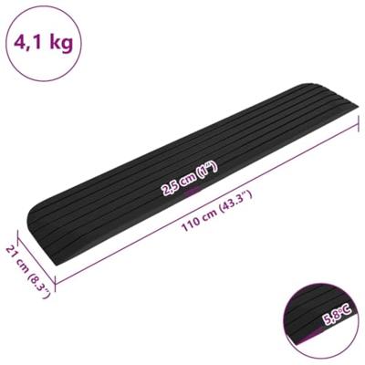 VidaXL Drempelhulpen 2 st 110x21x2,5 cm rubber