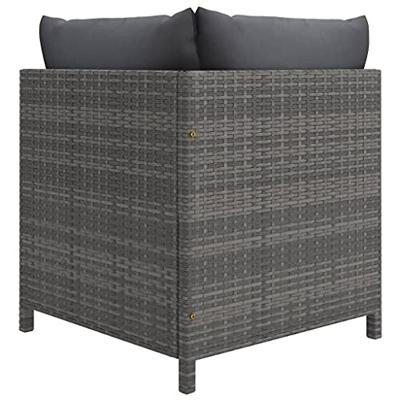 5-delige Loungeset met kussens poly rattan grijs - thumbnail