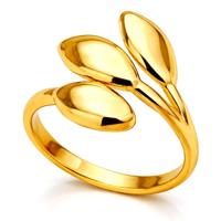 LGT JWLS Dames Ring One Size Goudkleurig Drie Bladeren - thumbnail
