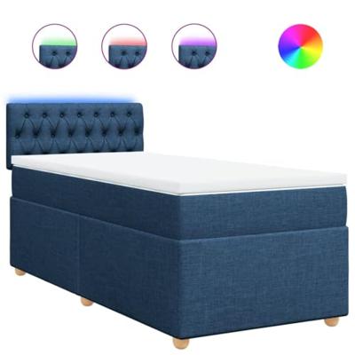 Boxspring met matras stof blauw 100x200 cm