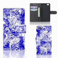 Telefoonhoesje met Naam Huawei Ascend P8 Lite Angel Skull Blauw - thumbnail