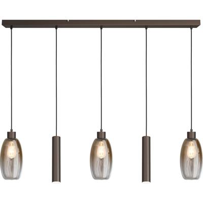 Masterlight Glazen hanglampOlive 3x Ø 12,5cm - 2x Run pendel - cacao - 2431-15-130-5RC20215