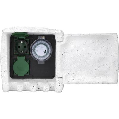 Renkforce 1168583 Buitenstopcontact met schakelklok 2-voudig Steen-grijs Met timer, Steenlook Renkforce 1168583 Buitenstopcontact met schakelklok 2-voudig Steen-grijs Met timer, Steenlook