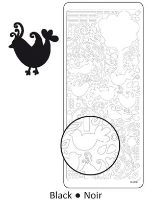 Vaessen Creative • sticker 10x23cm x10 zwart vogels en doodles