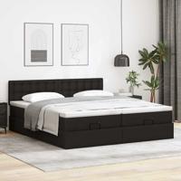 Ottoman bed met matrassen 160x200cm kunstleer zwart - thumbnail