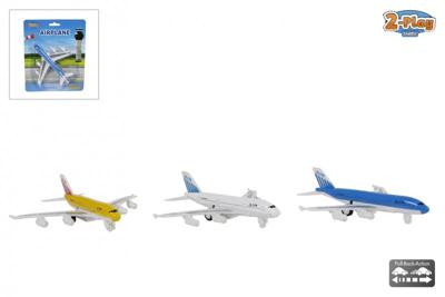 2-play die-cast pull back vliegtuig, 14cm