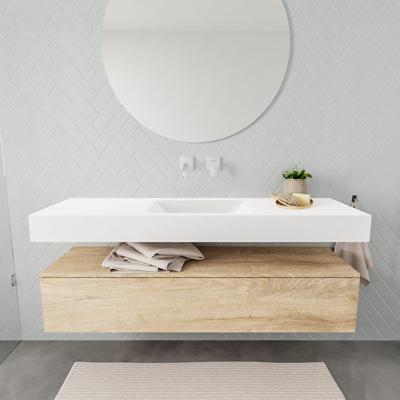 Aqua Splash Badkamermeubel AQS Ibiza 150 cm Washed Oak Solid Surface Wastafel Mat Wit - Badmeubel Ibiza 150 cm Washed Oak Spoelbak Midden Mat Wit (0 Aqua Splash Badkamermeubel AQS Ibiza 150 cm Washed Oak Solid Surface Wastafel Mat Wit - Badmeubel Ibiza 150 cm Washed Oak Spoelbak Midden Mat Wit (0