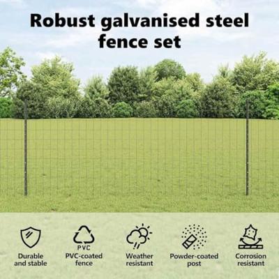 VidaXL Hek met paal grijs 1 x 10 m staal en pvc