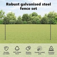 VidaXL Hek met paal grijs 1 x 10 m staal en pvc - thumbnail