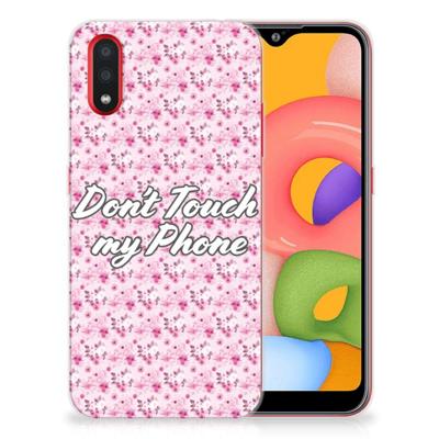 Samsung Galaxy A01 Silicone-hoesje Flowers Pink DTMP Samsung Galaxy A01 Silicone-hoesje Flowers Pink DTMP