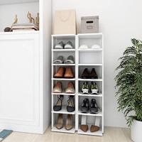 VidaXL Schoenenkasten 2 st 27,5x27x102 cm bewerkt hout wit - thumbnail