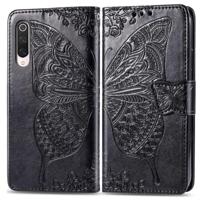 Voor Xiaomi 9 Pro Butterfly Love Flower reliëf horizontale Flip lederen draagtas met beugel Lanyard Card slot portemonnee (zwart) - thumbnail