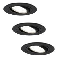 Set van 3 Miro LED inbouwspots - GU10 4 Watt 345 Lumen - 6500K Daglicht wit - Dimbaar - Rond - Kantelbaar - IP20 Voor binnen - Zwart - thumbnail