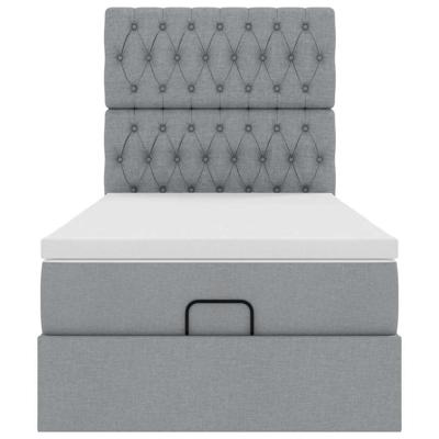 Ottoman bed met matras en LED's 100x200cm stof lichtgrijs