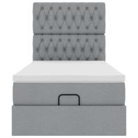 Ottoman bed met matras en LED's 100x200cm stof lichtgrijs - thumbnail
