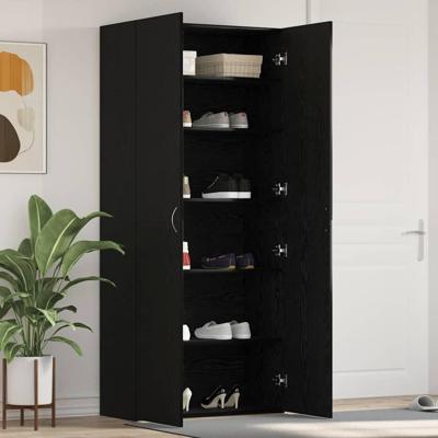 Schoenenkast met plank Zwart 80 x 35.5 x 180 cm Bewerkt hout