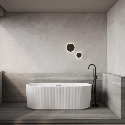 Vrijstaand Bad BWS Evi Met Ribbel Strepen 170x80x58 cm Mat Wit Boss & Wessing