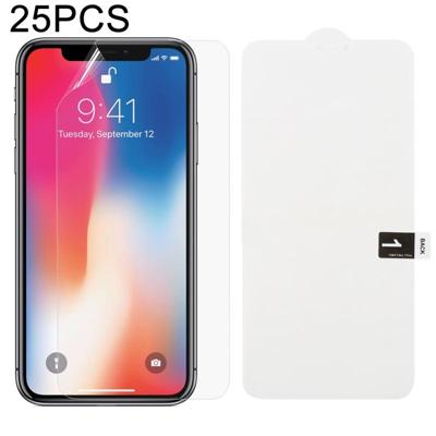 25 stuks zachte hydrogel film volledige dekking front beschermer met alcohol katoen + kraskaart voor iPhone X/XS