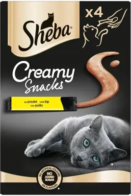 Sheba Creamy Snacks met kip kattensnack (4 st) 4 verpakkingen