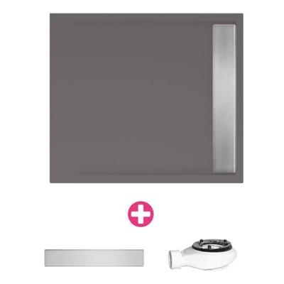 Douchevloer Xenz Easy Tray | 80x80 cm | Incl.Gootcover en Afvoersifon | Acryl | Vierkant | Antraciet mat
