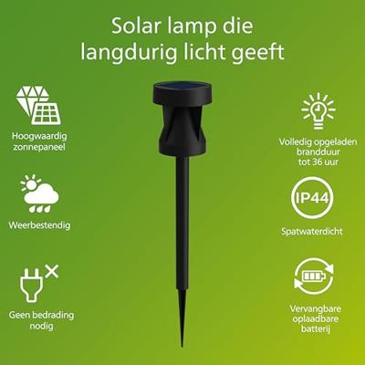 Philips LED 929004659001 Avery Staande lamp op zonne-energie LED LED vast ingebouwd 1.8 W Zwart