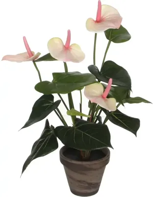 Mica Decorations kunstplant anthurium 40cm lichtroze
