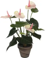 Mica Decorations kunstplant anthurium 40cm lichtroze - thumbnail
