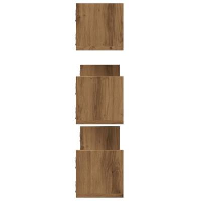 Wandschappen 3 st 80x18x18 cm bewerkt hout artisanaal eiken Wandschappen 3 st 80x18x18 cm bewerkt hout artisanaal eiken