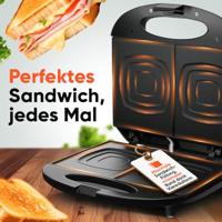 Clatronic ST 3814 Sandwich toaster Automatische temperatuuraanpassing, Anti-aanbaklaag Zwart - thumbnail
